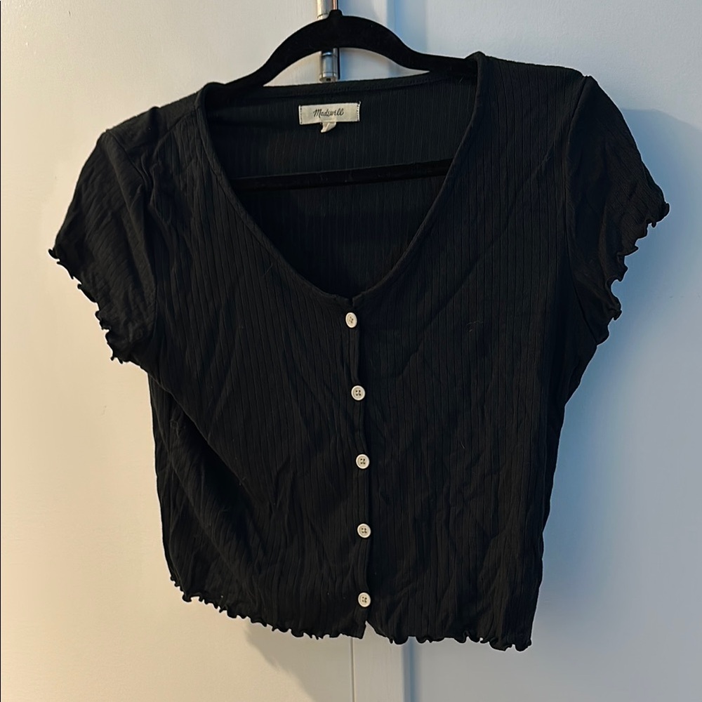 Black Button-Up Women Top